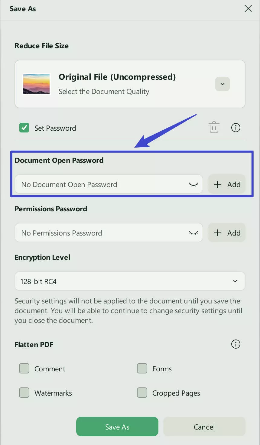 click document open icon adobe acrobat password protect