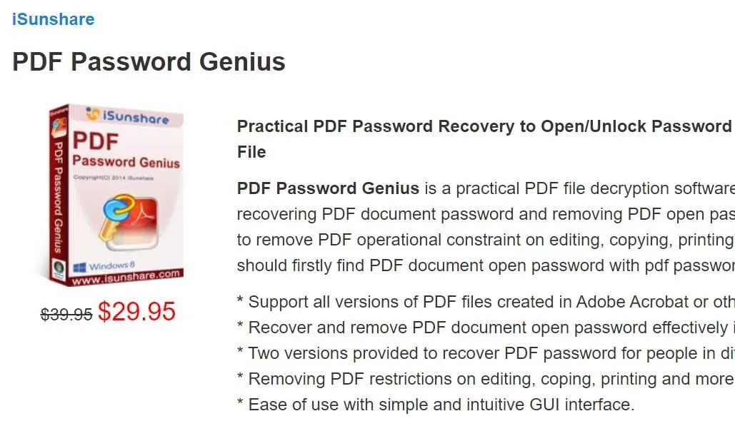 genio del software para eliminar contraseñas de pdf