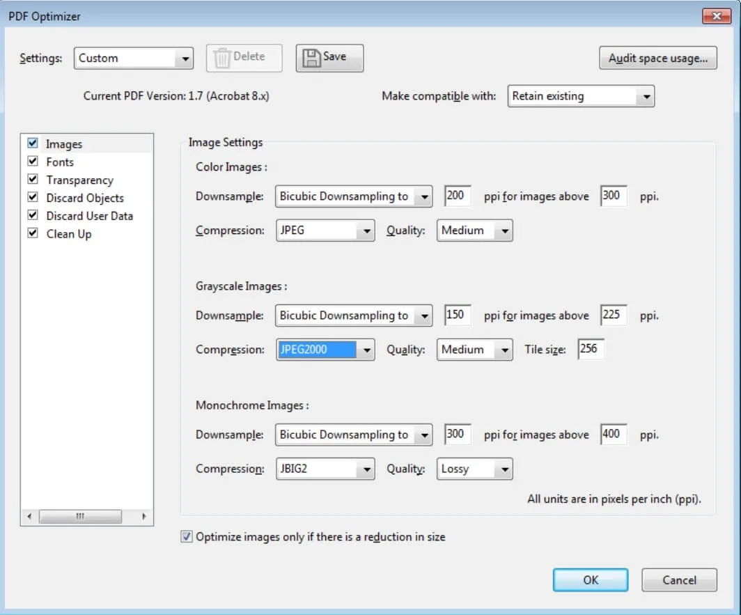 optimize pdf file size