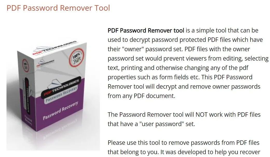 rimozione password file pdf