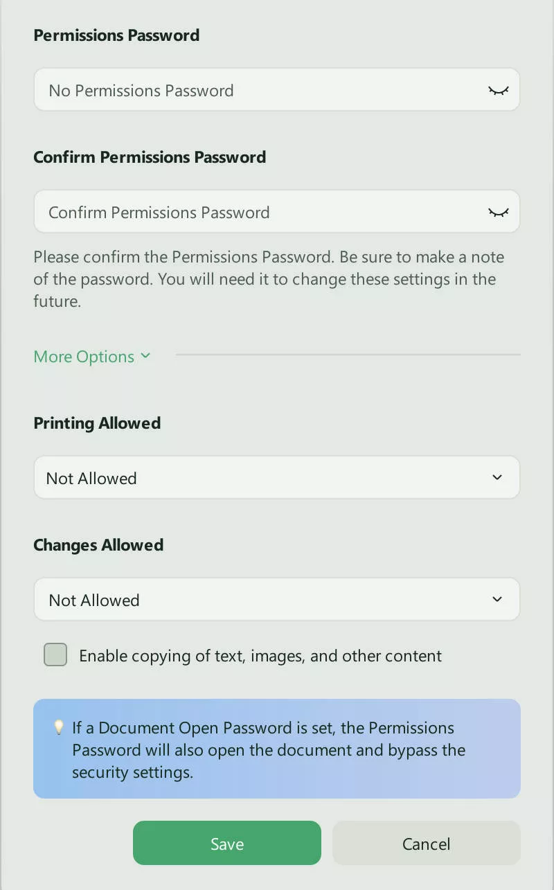 add permission adobe password protect