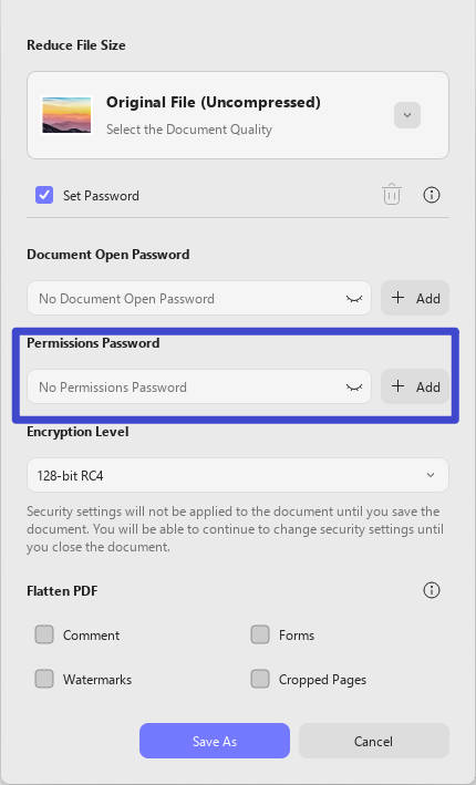 owner password