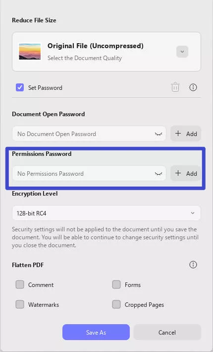 owner password
