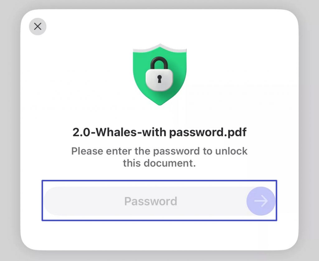 Enter the open password to open the PDF