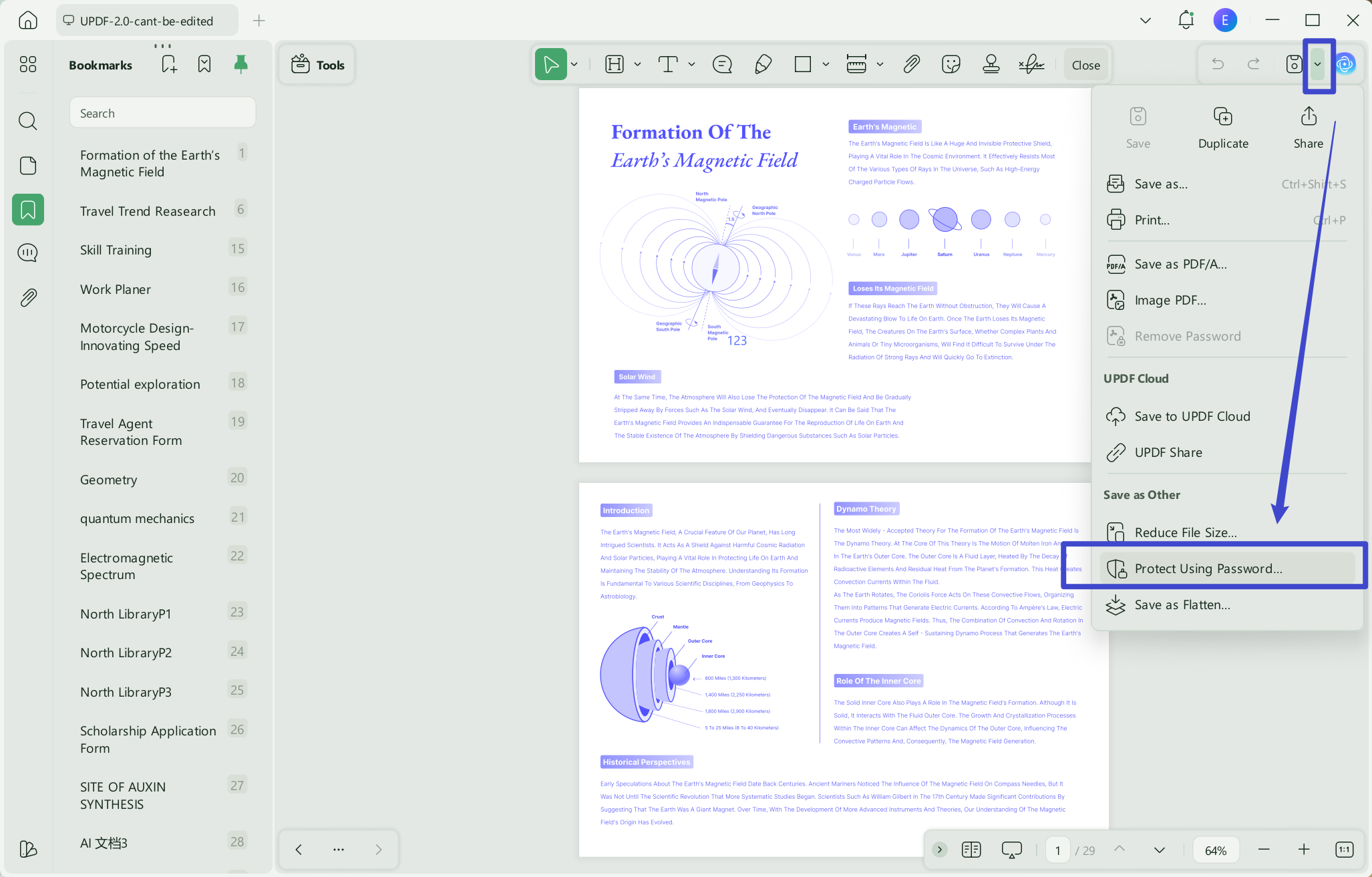 unlock pdf by clicking protect using password