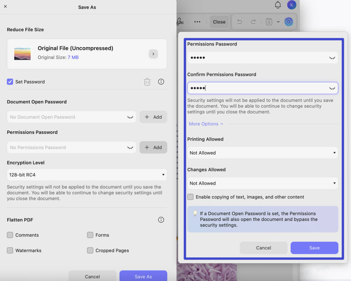 permission mac pdf password