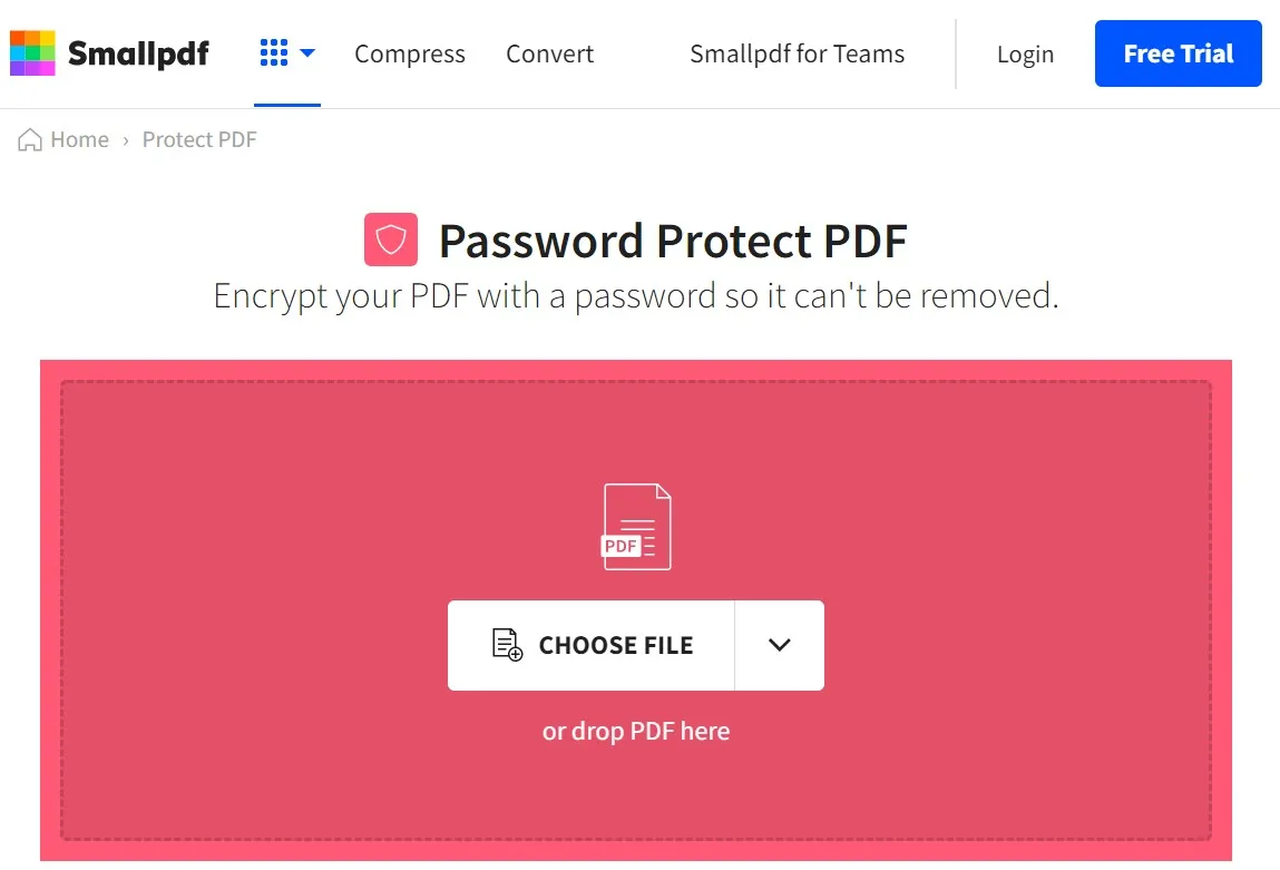 lock pdf online with smallpdf