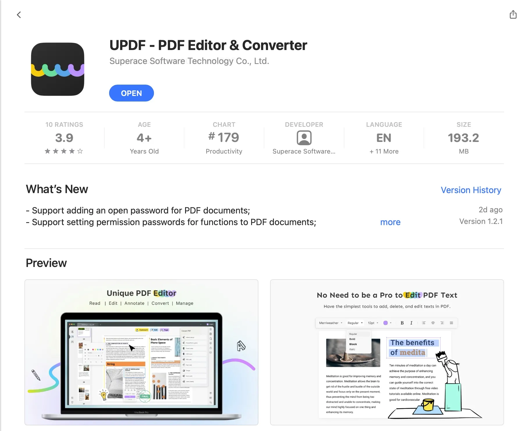 updf en la tienda de aplicaciones mac