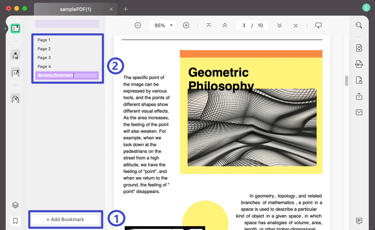 ajouter un signet au pdf avec updf