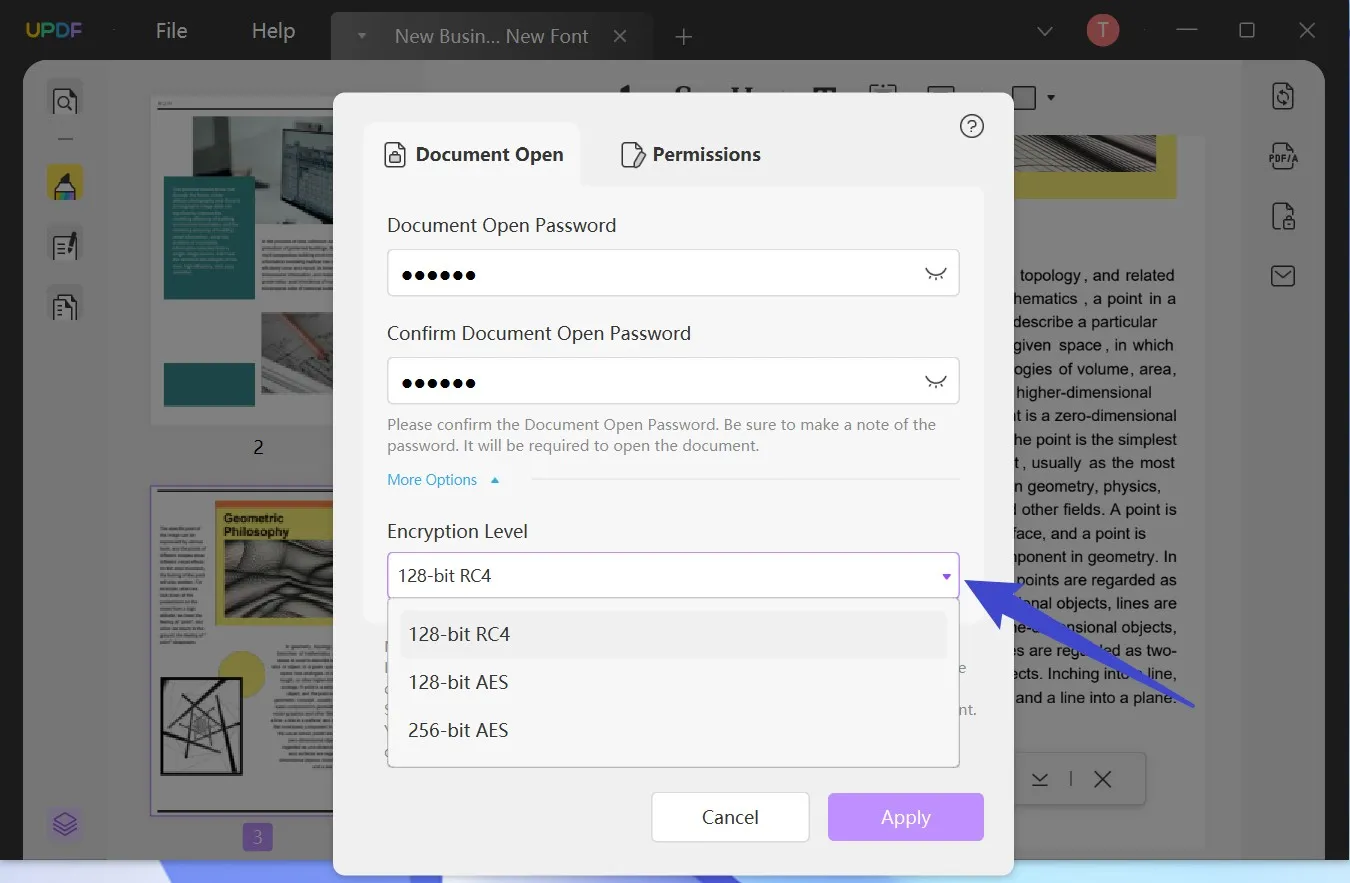 add open password to pdf