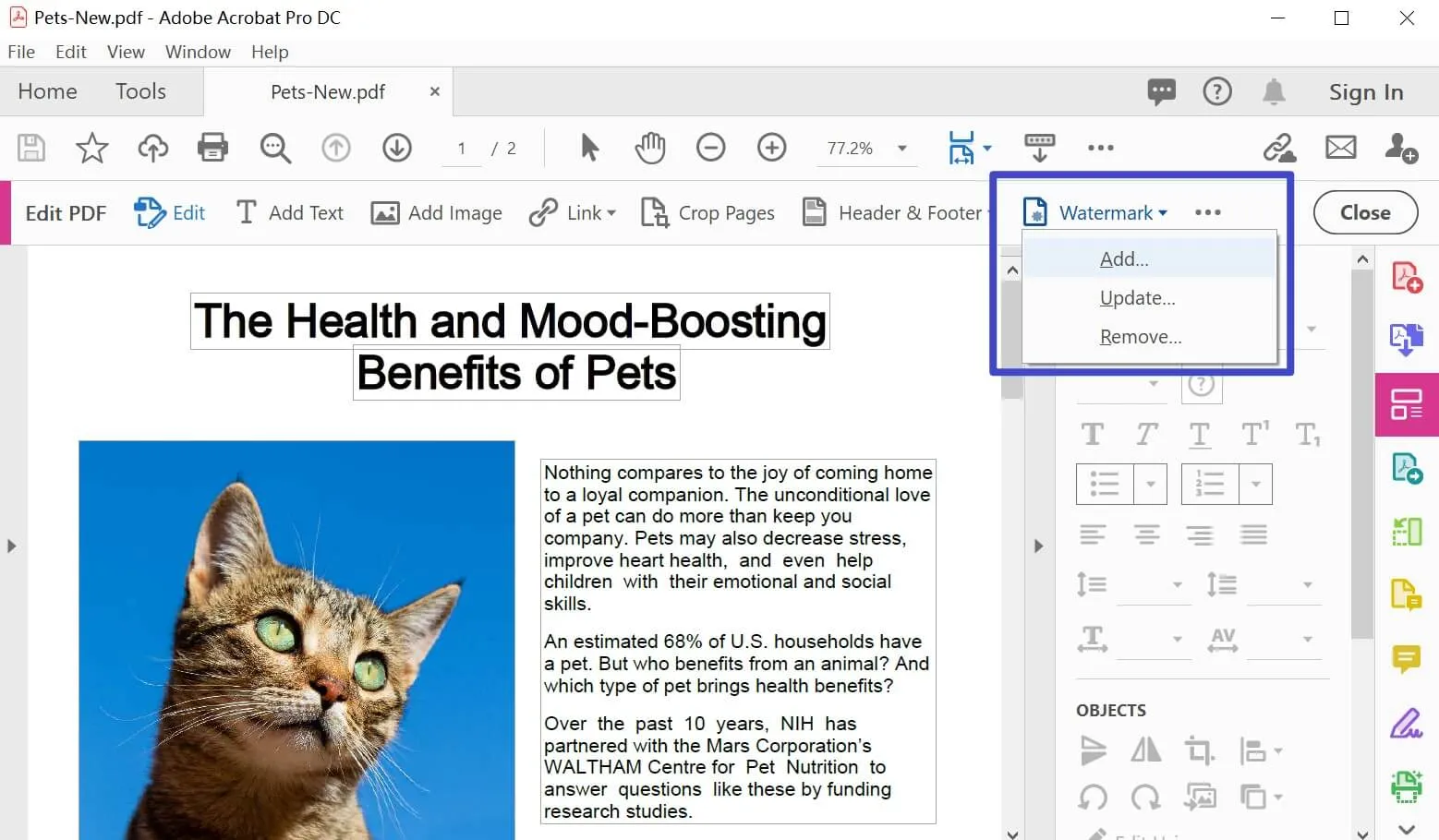 اضافة علامة مائية على ملف pdf ببرنامج Adobe