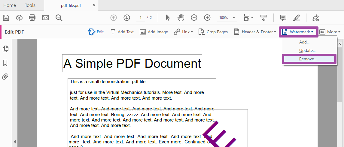 pdf wasserzeichen entfernen - Acrobat Pro DC