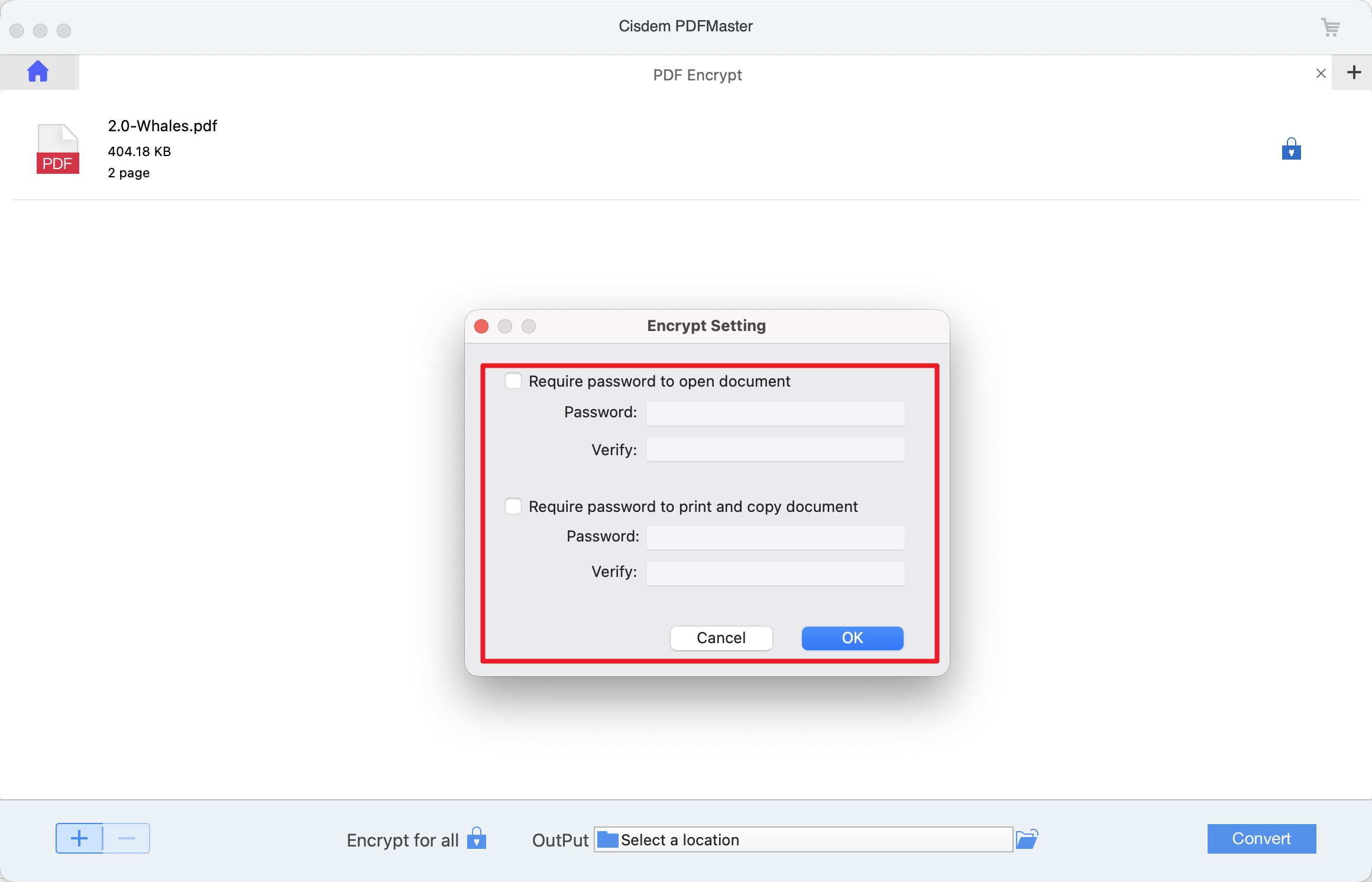 cisdem pdfmaster Mac용 일괄 암·복호화