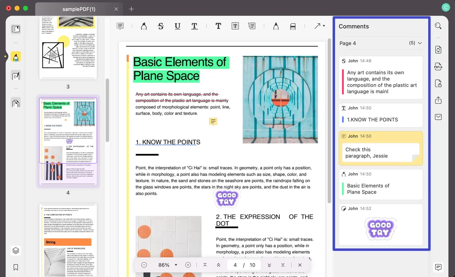 Cliquer sur l'icône "Liste des annotations"