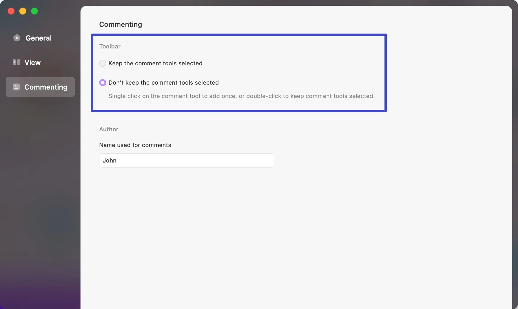 Configuración de la Barra de Herramientas de Comentarios updf