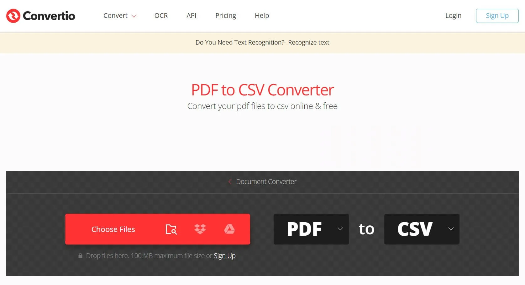pdf to csv converter convertio