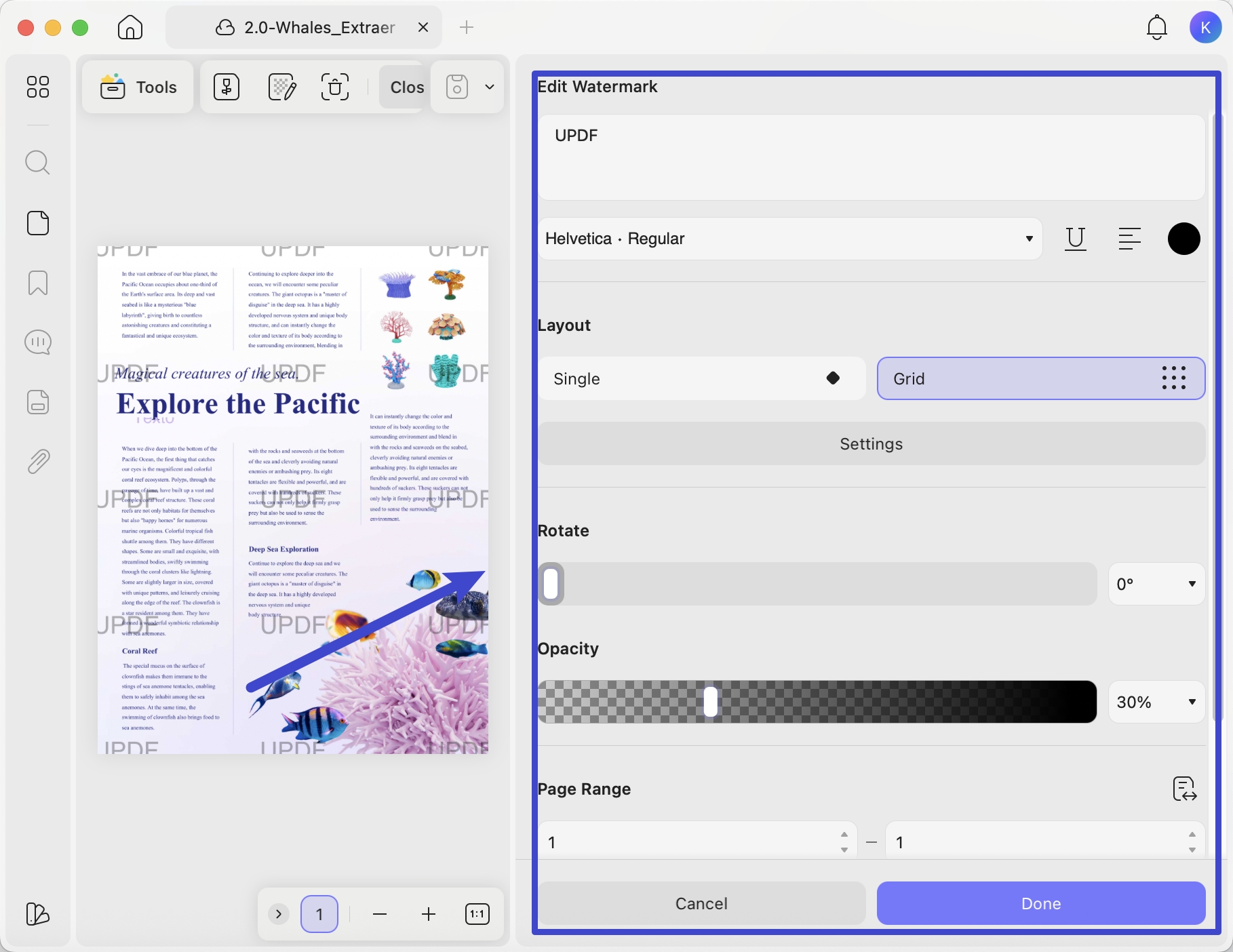 edit watermark to add to PDF with UPDF on Mac