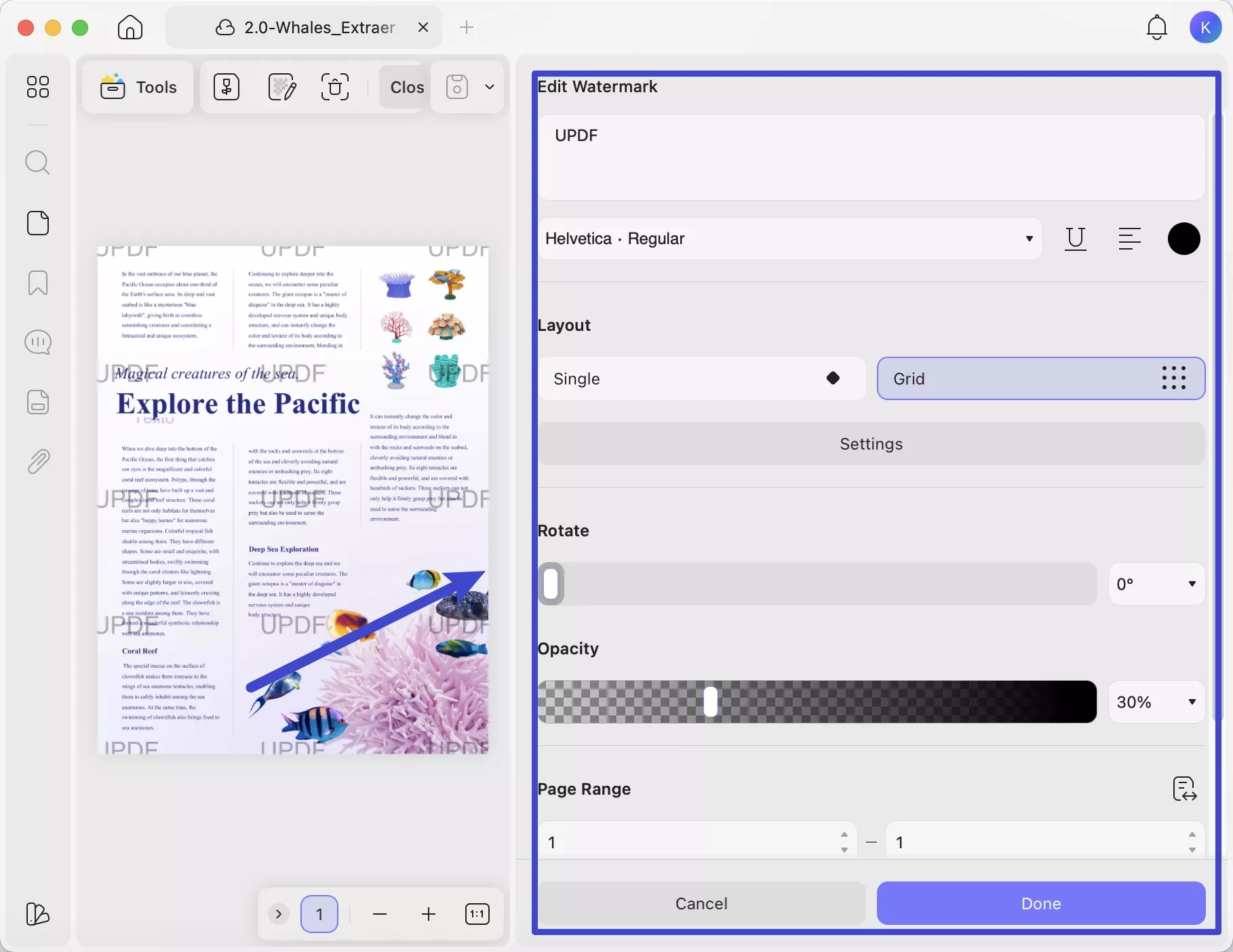 edit watermark to add to PDF with UPDF on Mac