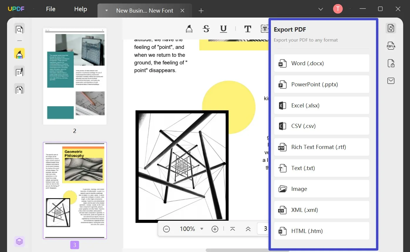 Sélectionnez le format de sortie du PDF numérisé