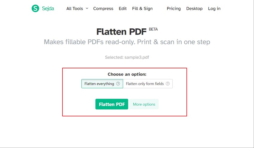 flatten pdf form sejda
