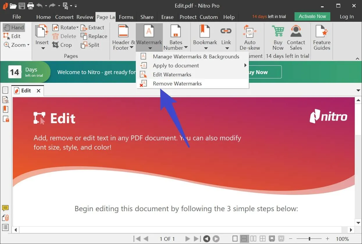 pdf wasserzeichen entfernen - Nitro Pro