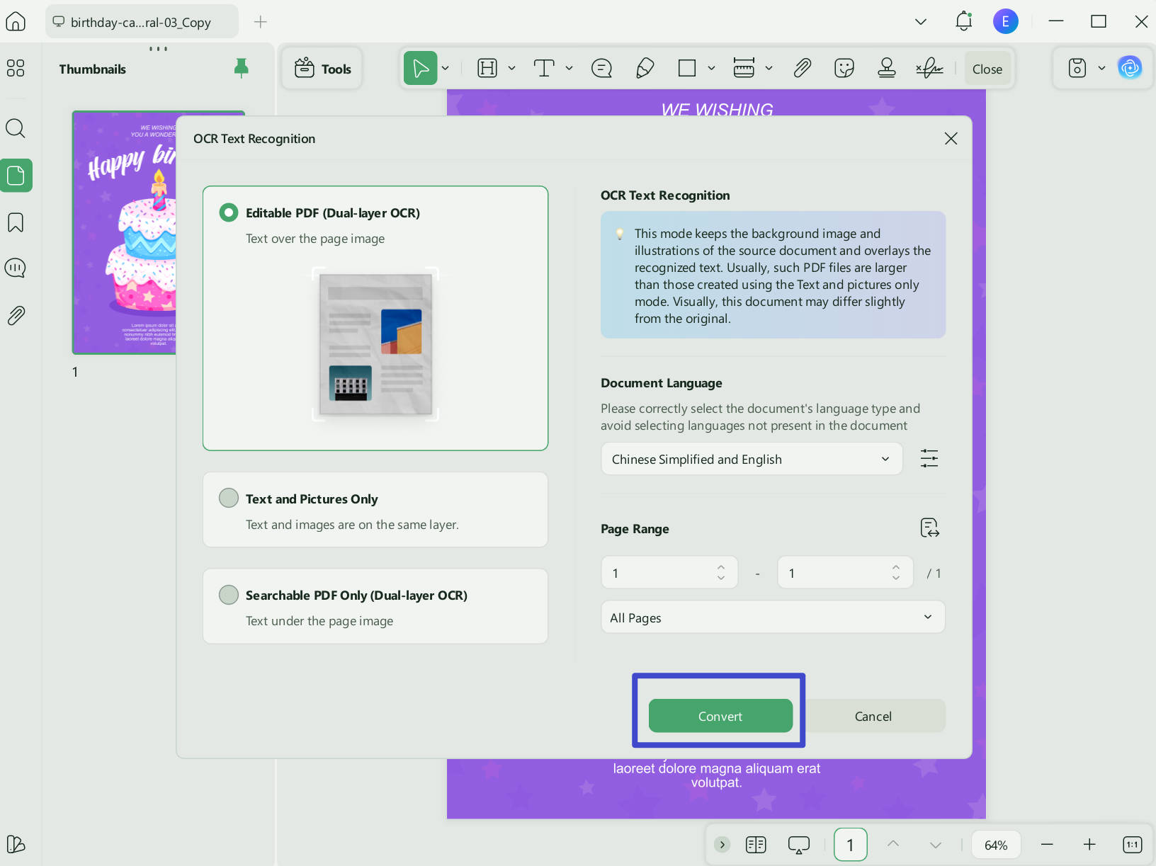flatten PDF by OCR