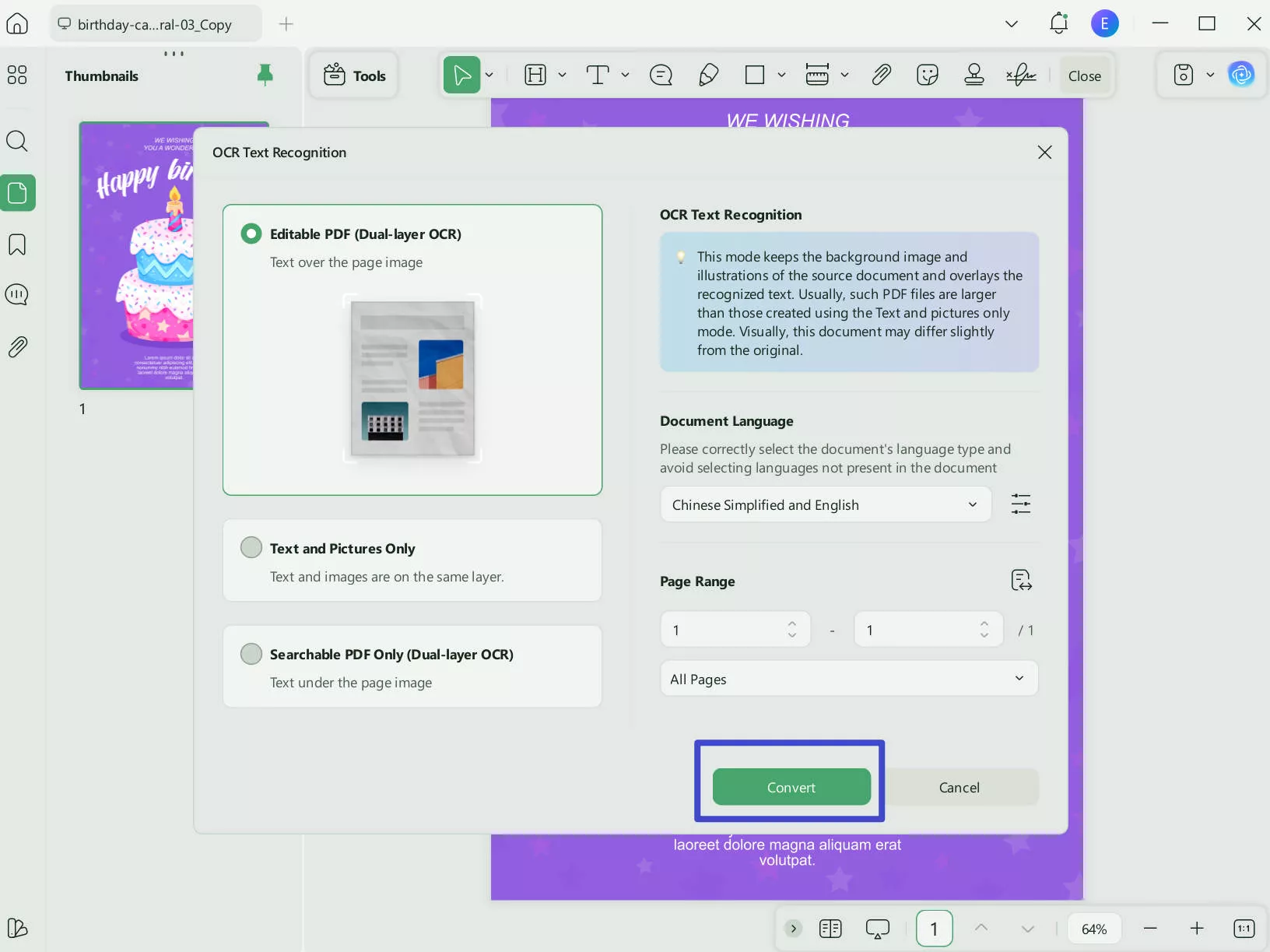 flatten PDF by OCR