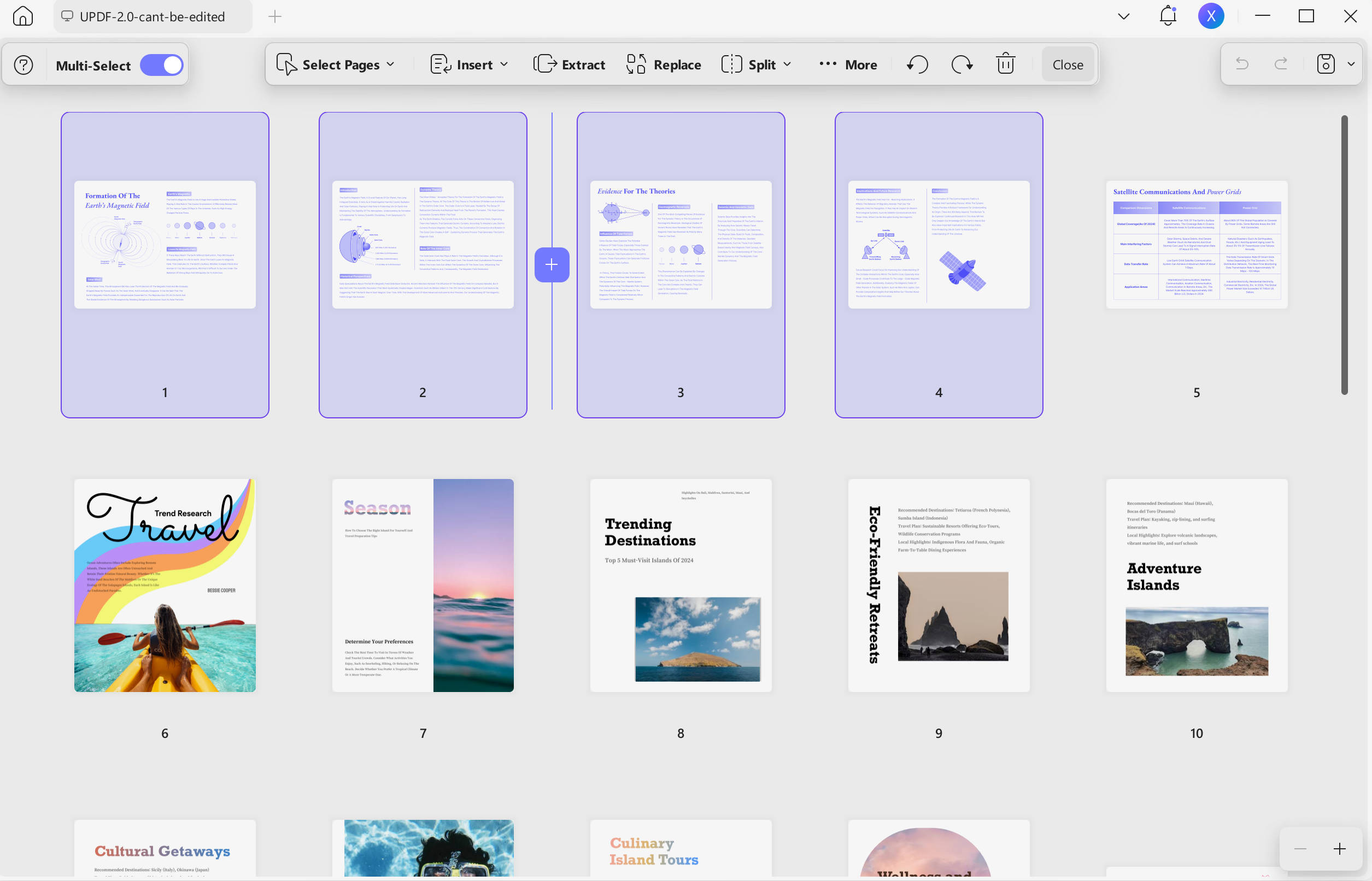 select pages in organize pdf to extract updf windows