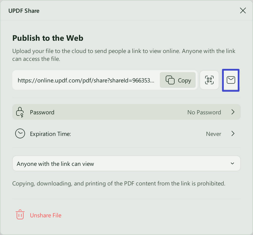 share pdf link via email