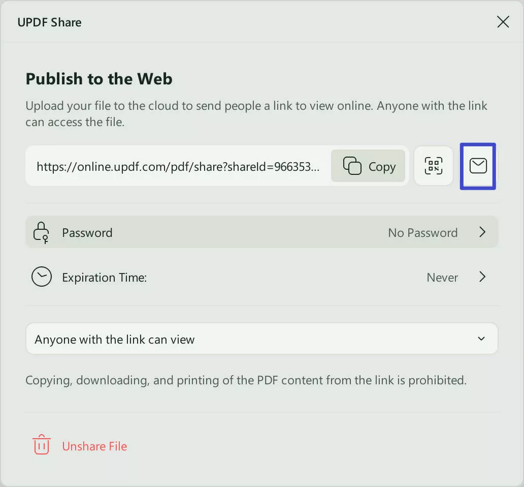 share pdf link via email