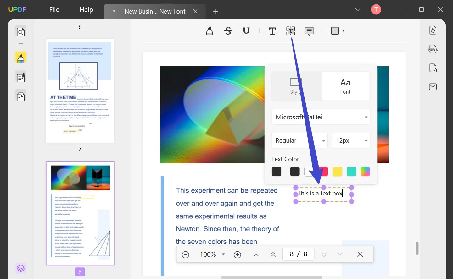 añadir cuadro de texto a pdf