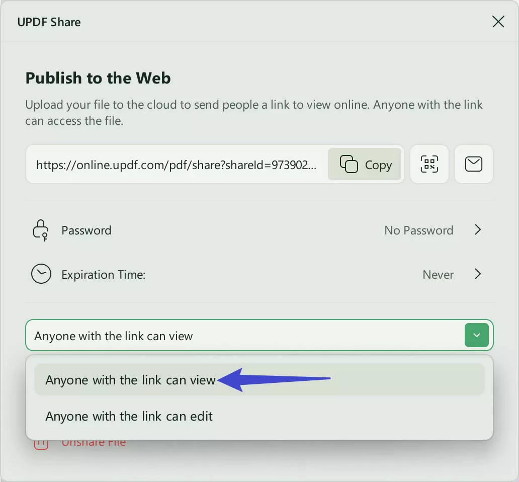 make PDF read-only via sharing