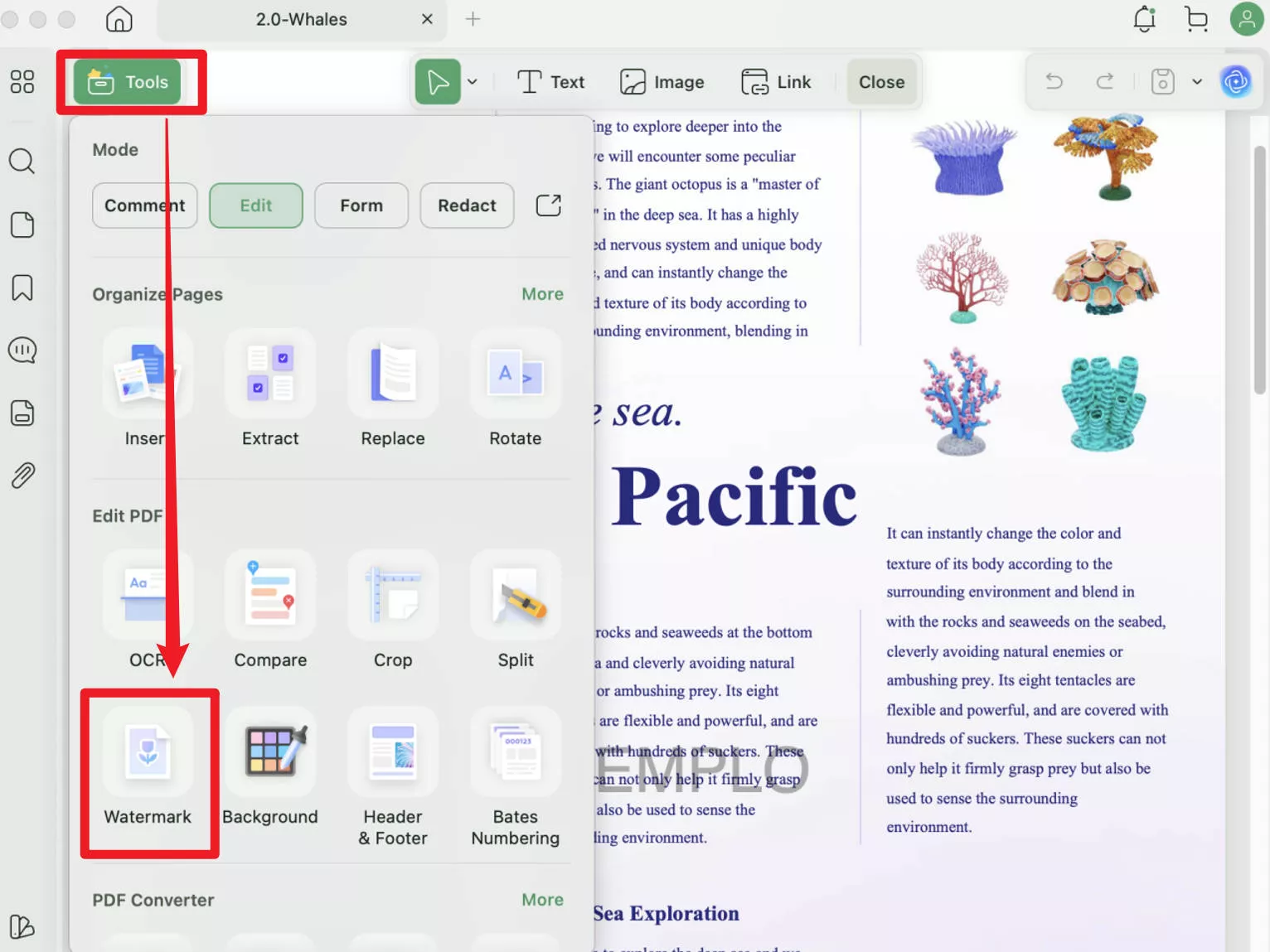 watermark pdf mac with updf