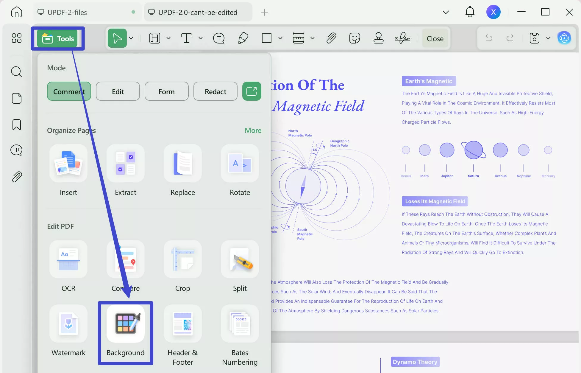 change pdf background color