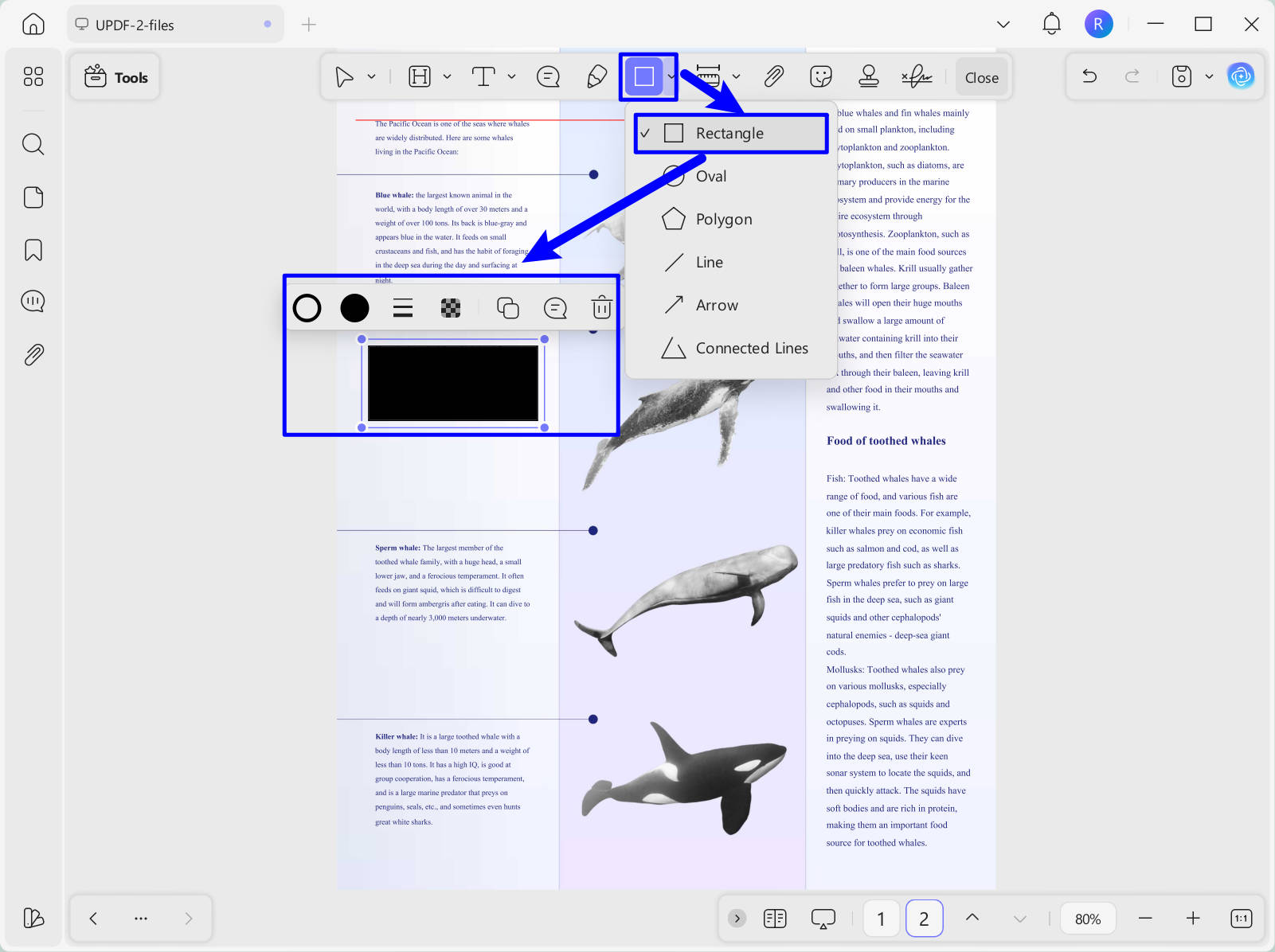 black out pdf with shape updf windows