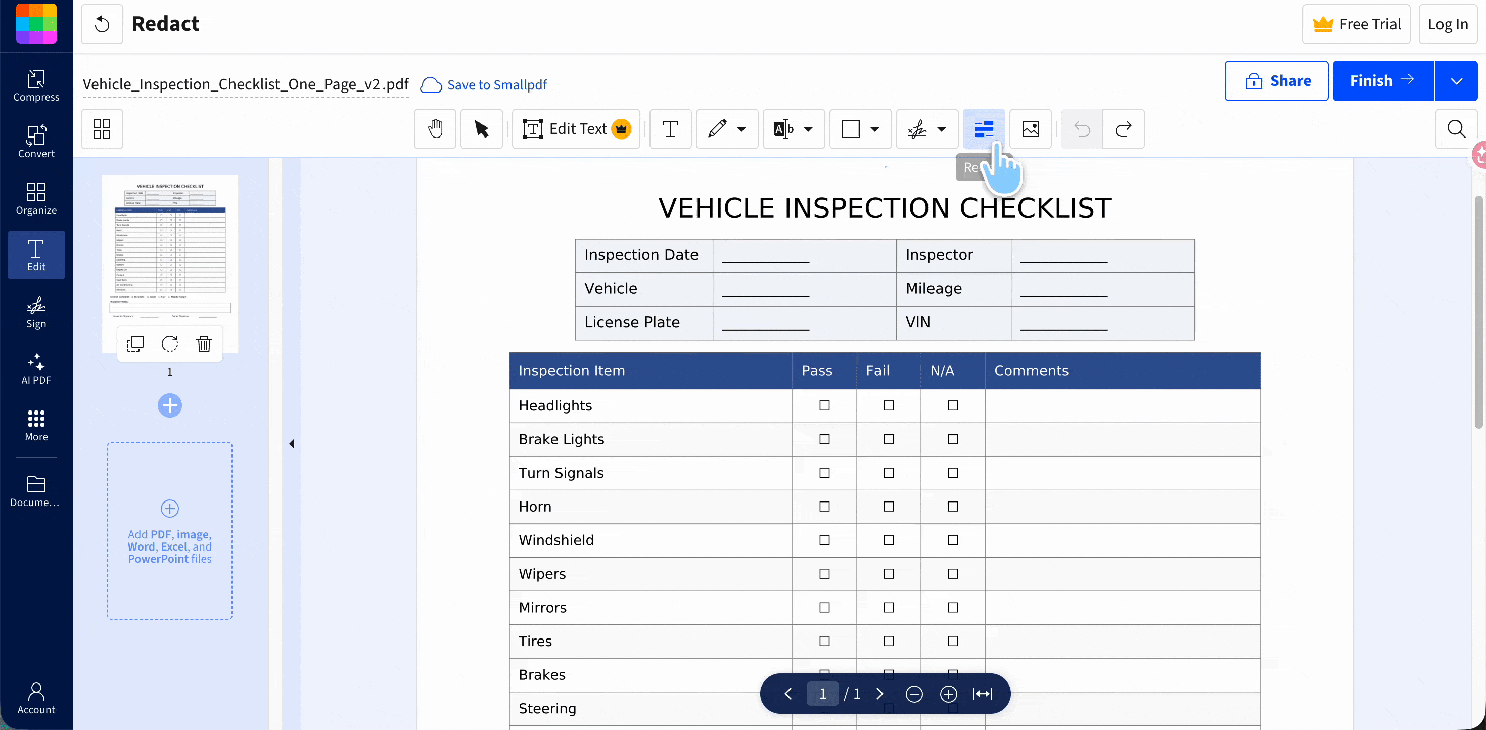 black out text in small pdf online