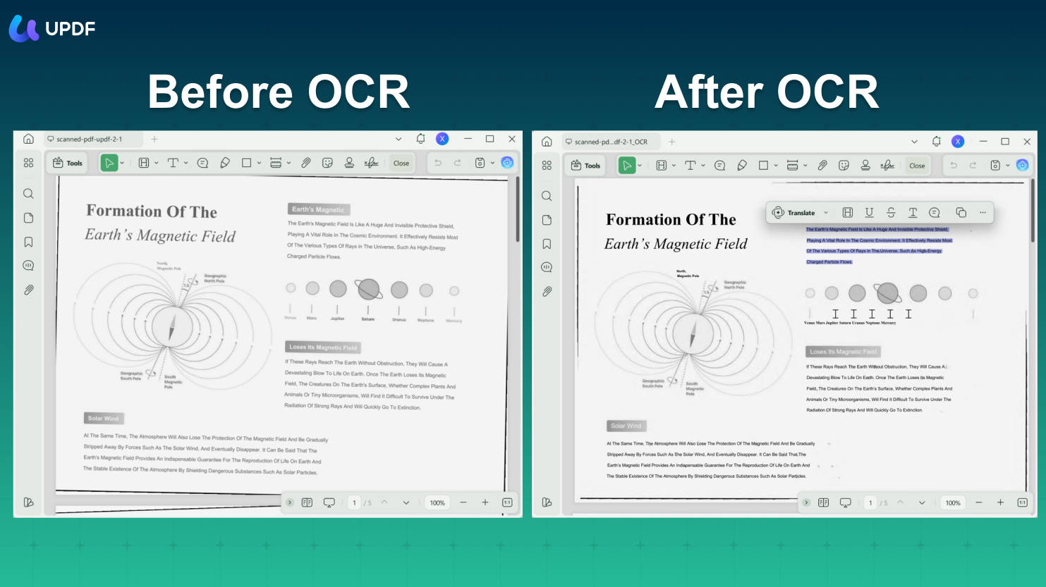 before and after OCR comparison