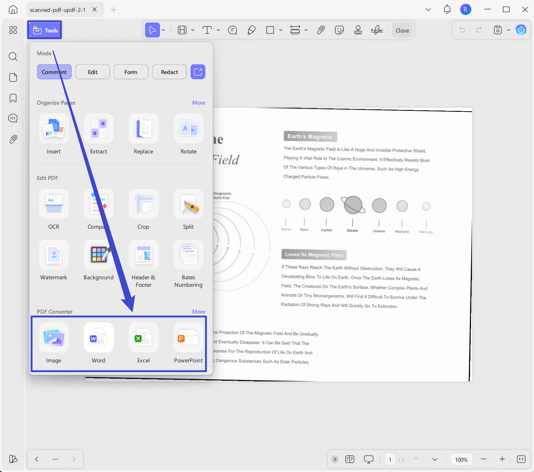 convert scanned PDF to editable format with UPDF Windows