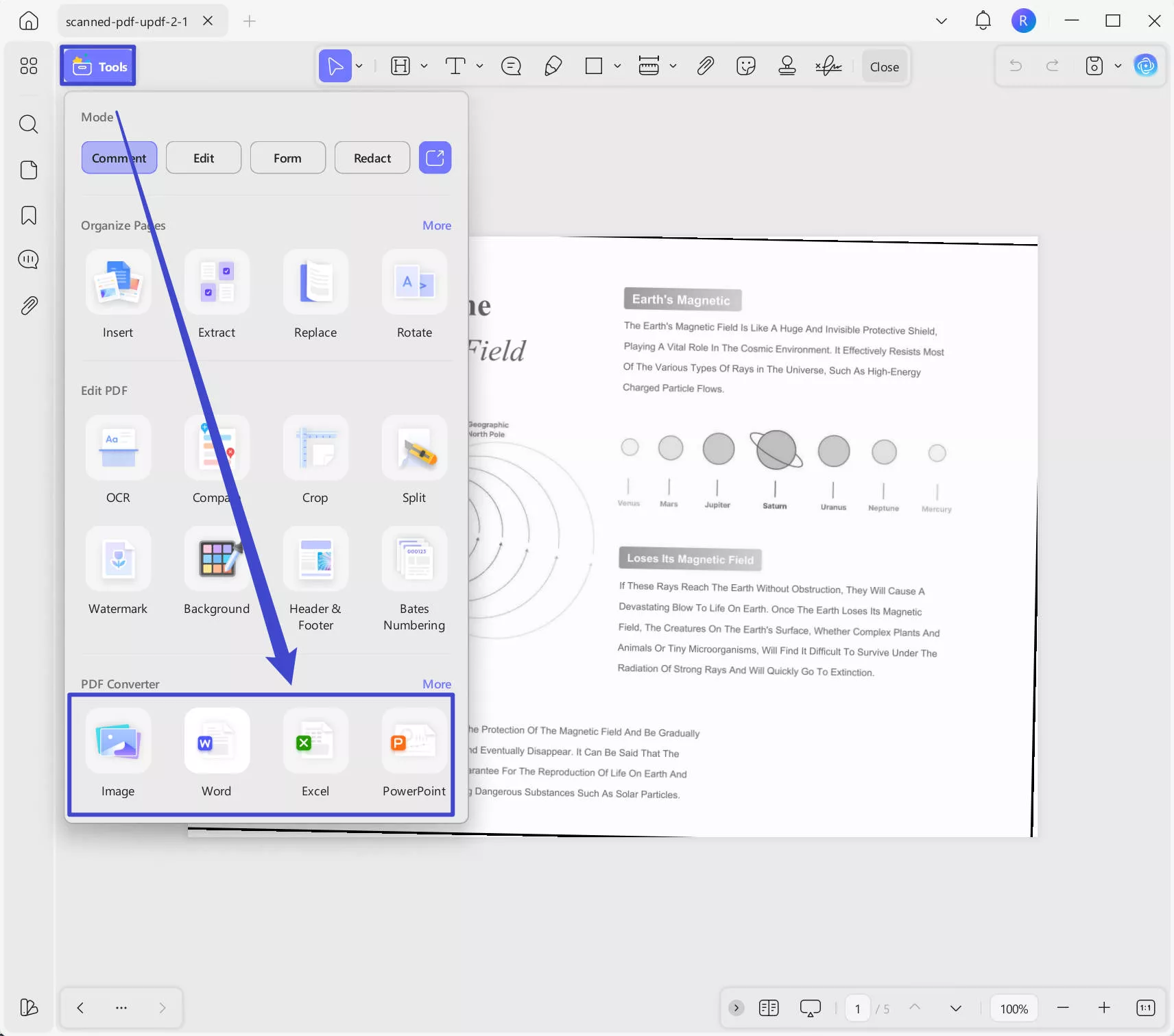 convert scanned PDF to editable format with UPDF Windows