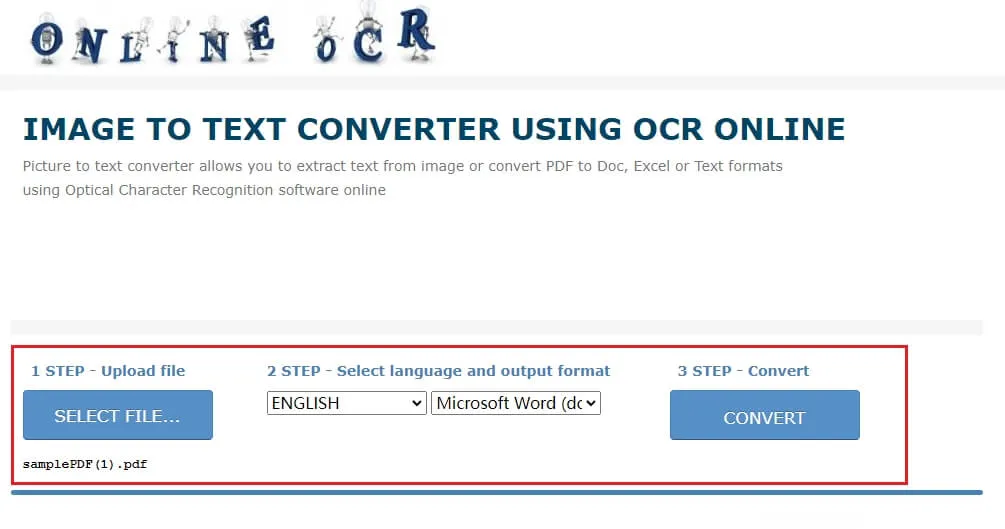convert pdf with onlineocr