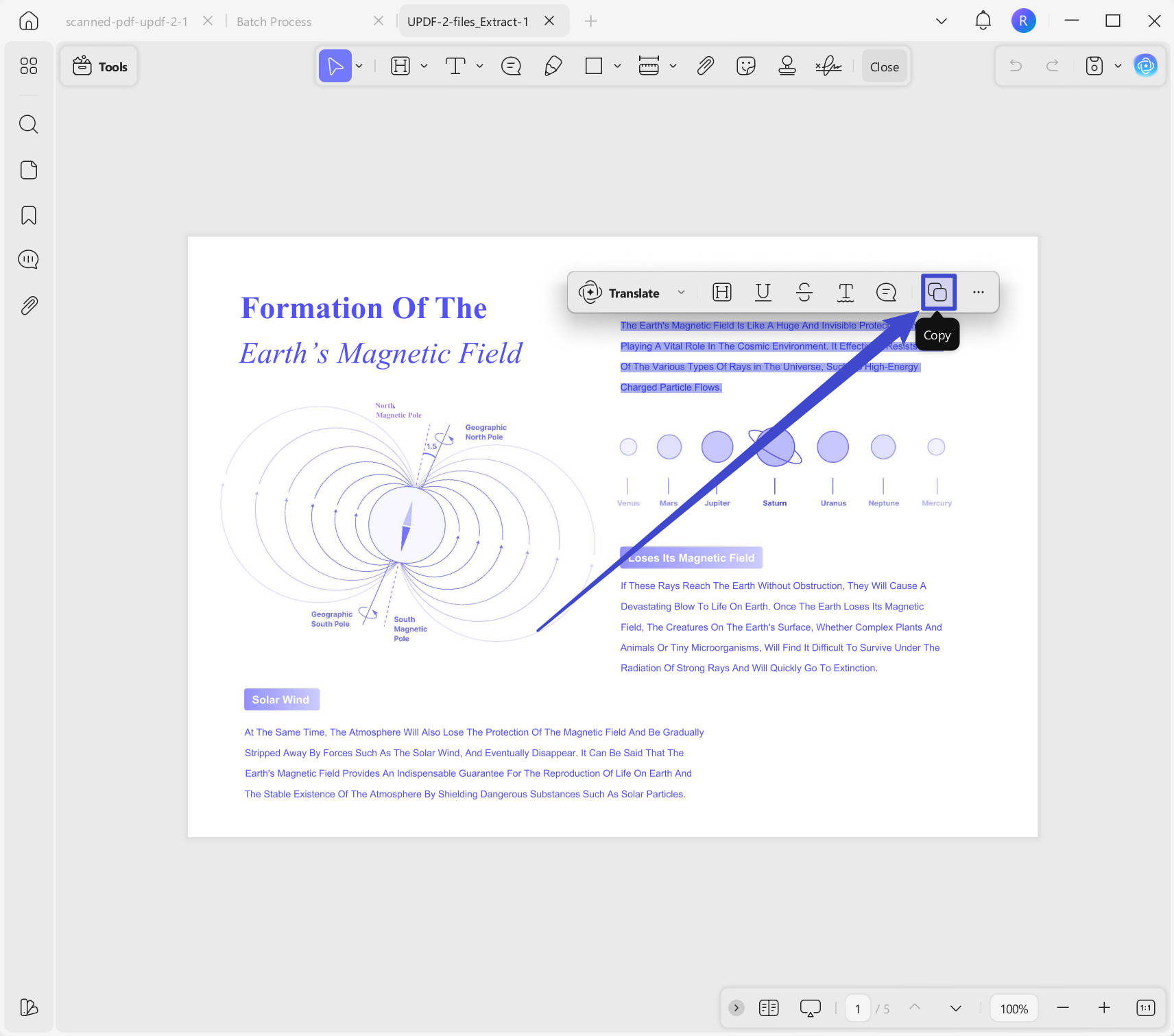 copy to extract the text from the PDF with UPDF on Windows