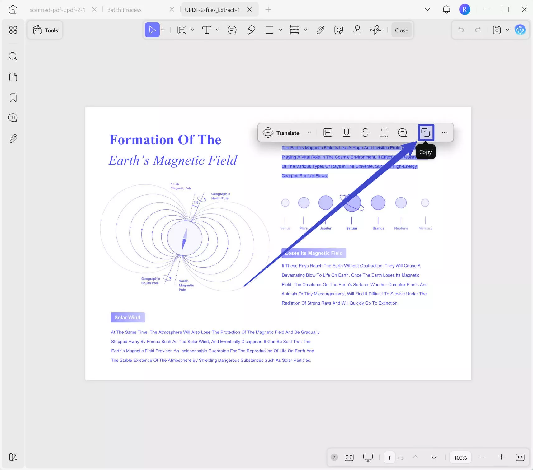 copy to extract the text from the PDF with UPDF on Windows