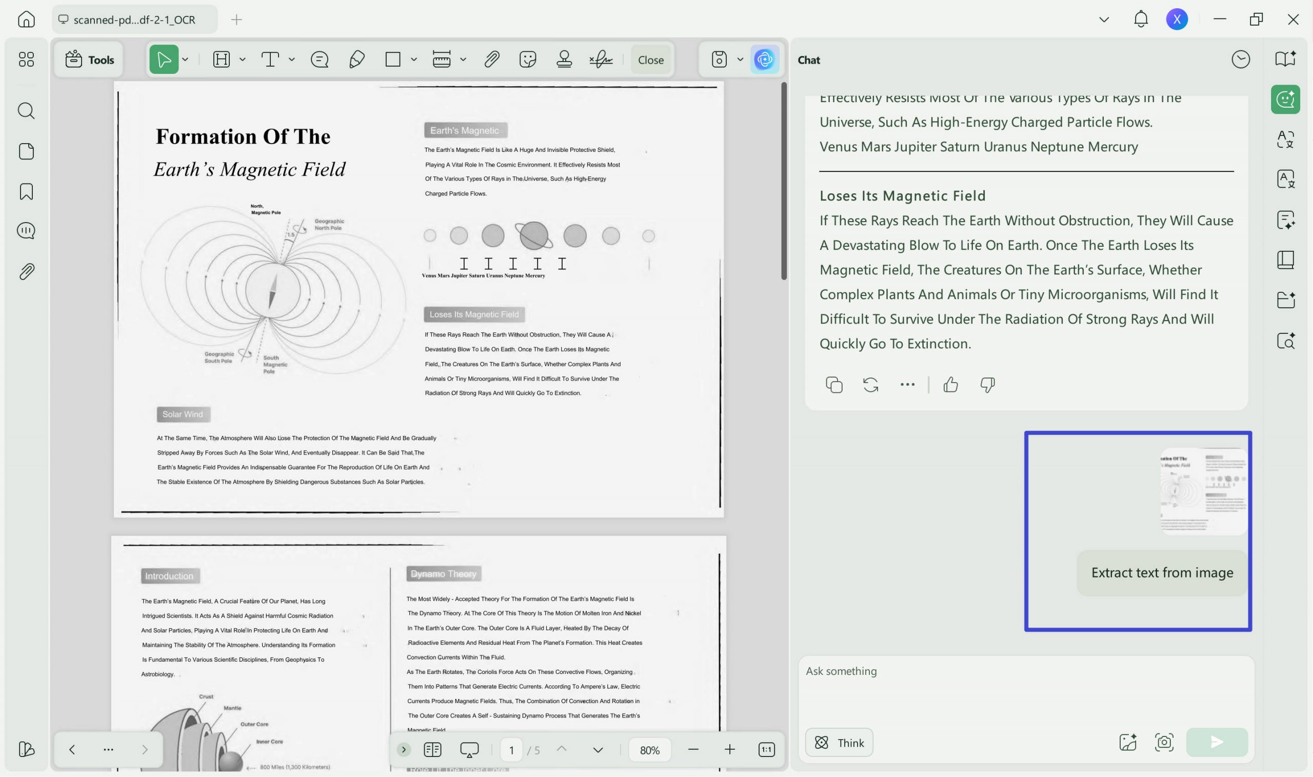 Extract text from image after uploading with updf on windows