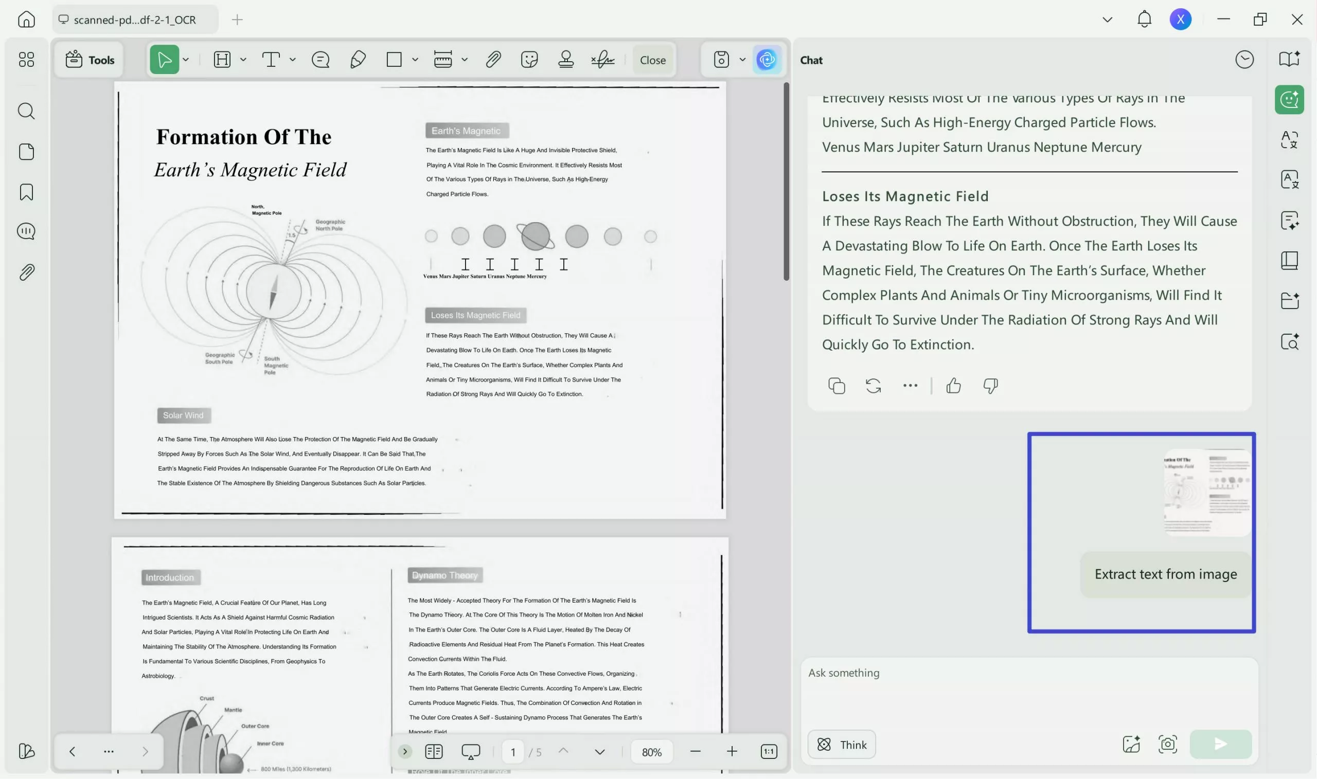 Extract text from image after uploading with updf on windows