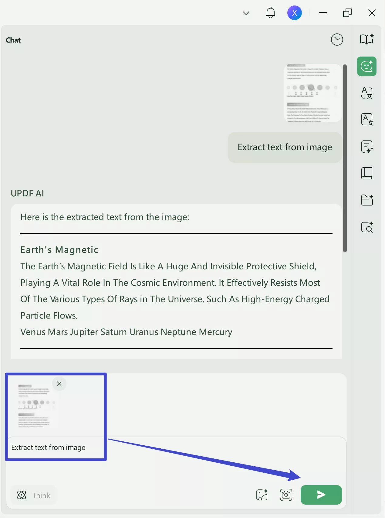 Extract text from the image with updf ai on windows