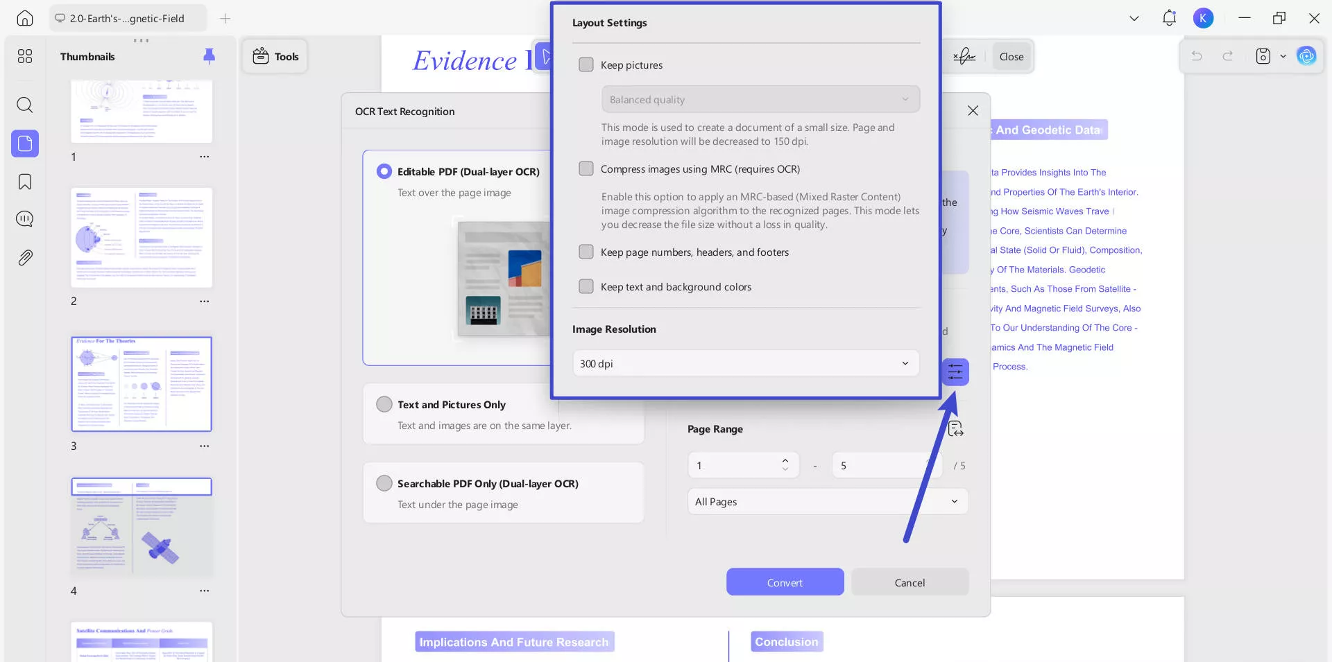 layout settings