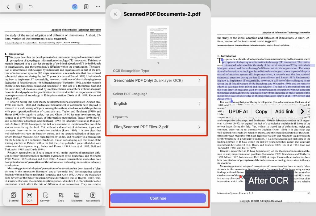 make a pdf searchable on your phone updf