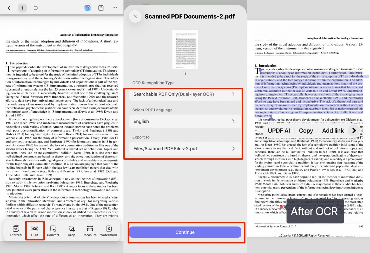 Recognize Text in a Scanned PDF on iPhone