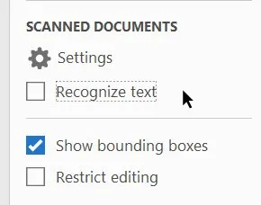 enable recognize text option