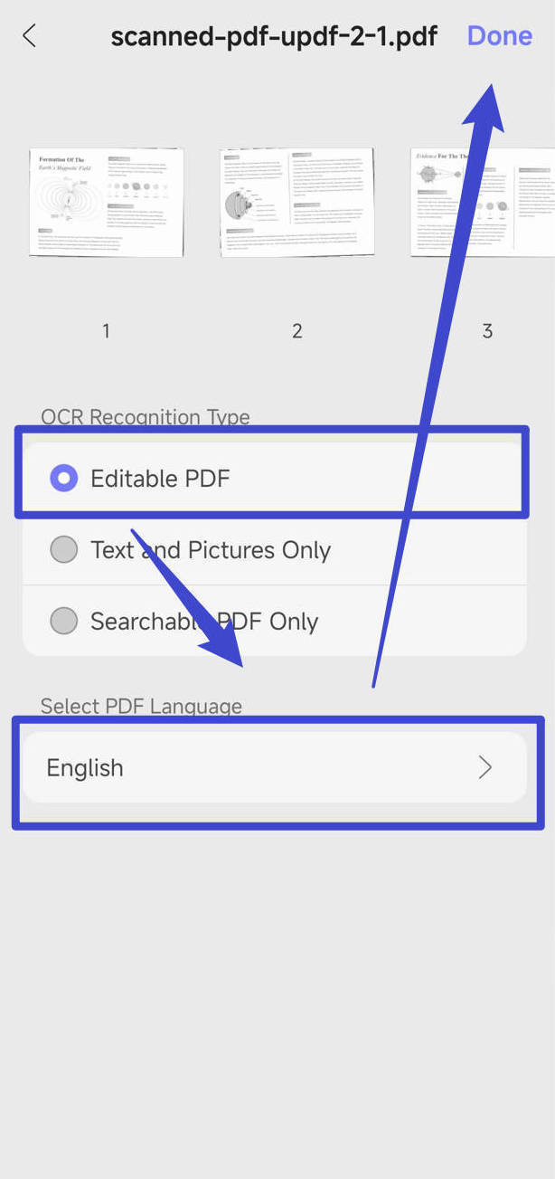 Convert scanned PDF to editable one with updf android